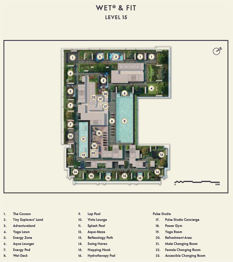 W Residences Marina View Singapore facilities plan illustrating building placement, internal circulation, and the relationship between residential blocks and common amenities.