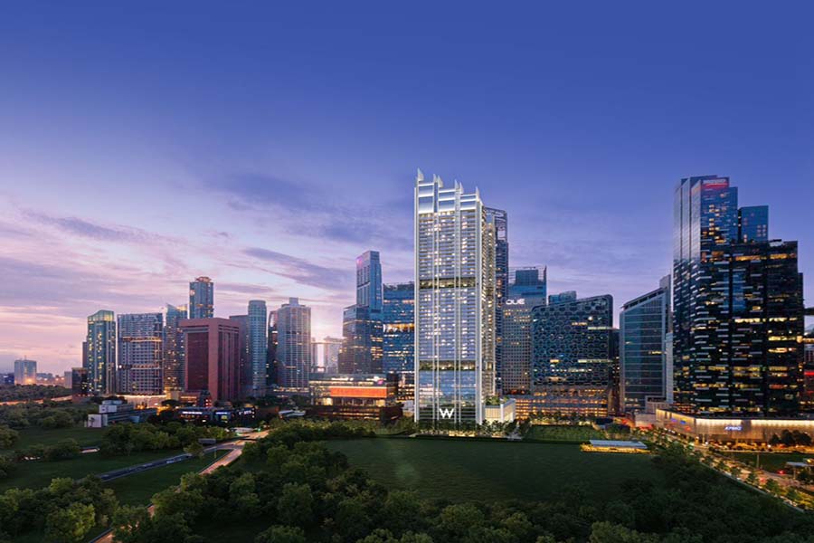 W Residences Marina View Singapore artist’s impression showing a branded residential tower within Singapore’s Downtown Core at Marina View.