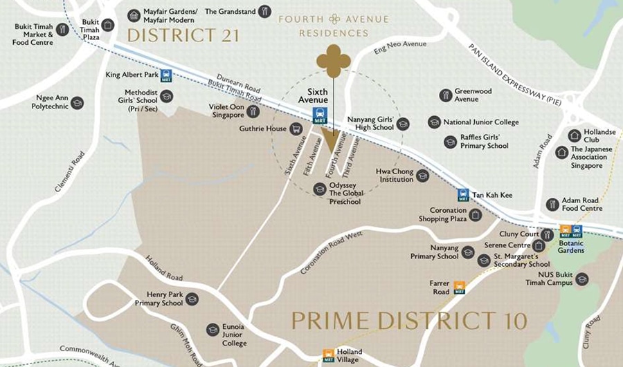 Fourth Avenue Residences 富雅轩 location map 