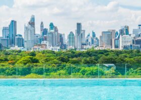 Singapore skyline with modern residential condominiums