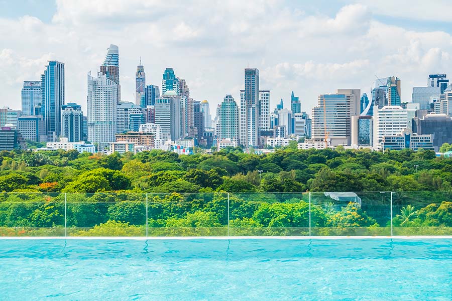Singapore skyline with modern residential condominiums