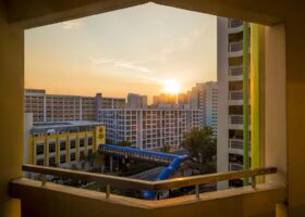 Singapore skyline with modern residential condominiums, illustrating timeline risk in new launch condo ownership