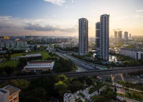 Singapore skyline with modern residential condominiums, illustrating early-phase buying perception in new launch projects