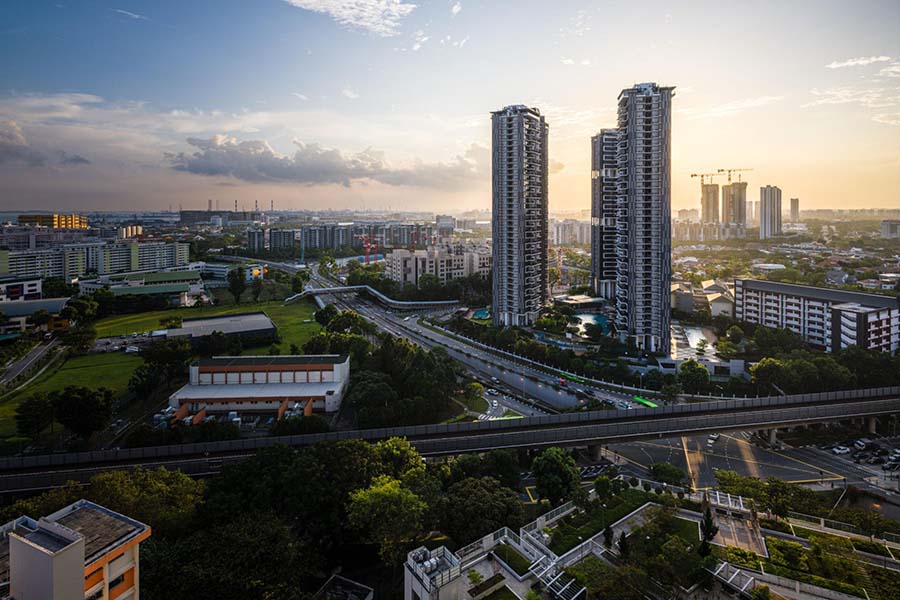 Singapore skyline with modern residential condominiums, illustrating early-phase buying perception in new launch projects