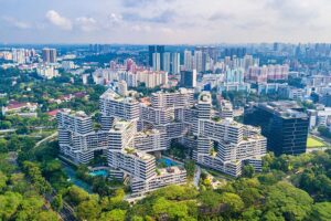 Singapore skyline with modern residential condominiums, illustrating perceptions of safety in new launch property locations
