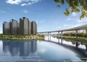 Tengah Garden Residences integrated condominium beside Hong Kah MRT on the Jurong Region Line in Singapore’s Tengah Forest Town