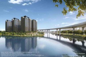 Tengah Garden Residences integrated condominium beside Hong Kah MRT on the Jurong Region Line in Singapore’s Tengah Forest Town