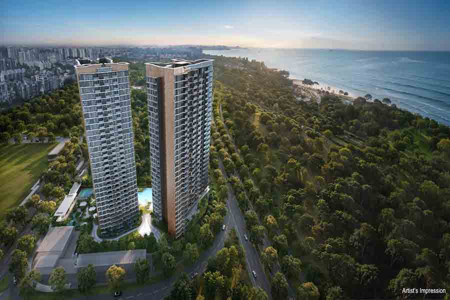 Vela Bay condominium facade along East Coast Park near Bayshore MRT Singapore (artist impression)