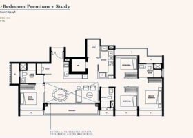 Arina East Residences 4 bedroom premium study floor plan showing layout configuration and spatial zoning
