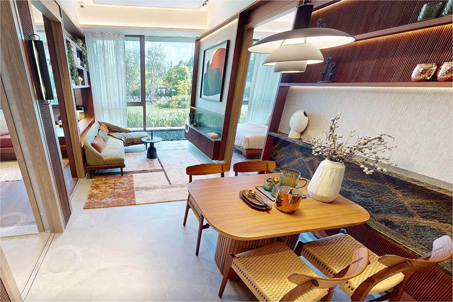 Aurea showflat interior preview for the Golden Mile Complex redevelopment residential tower at Beach Road Singapore