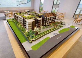 Bagnall Haus showflat scale model displaying low-rise blocks and site layout in Upper East Coast