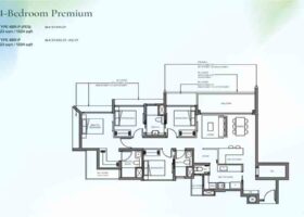 Canberra Crescent Residences 4 bedroom premium floor plan showing layout, bedroom arrangement, living dining space and kitchen configuration in District 27 Sembawang