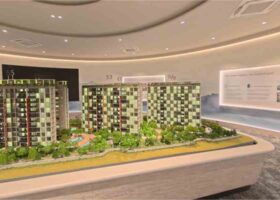 Canberra Crescent Residences showflat scale model showing residential blocks, internal facilities and site layout in Sembawang District 27