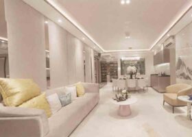 Chuan Park showflat interior showing living and dining layout within a Lorong Chuan MRT-adjacent development in District 19
