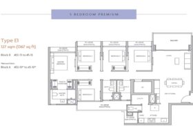 Coastal Cabana floor plan layout overview showing a 5-bedroom premium EC unit in Pasir Ris Singapore