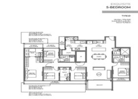ELTA 5 bedroom floor plan layout showing spatial arrangement living dining kitchen bedrooms and balcony