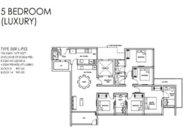 Grand Dunman 5 bedroom luxury floor plan layout showing internal zoning, private lift access, and family-scale living configuration in District 15