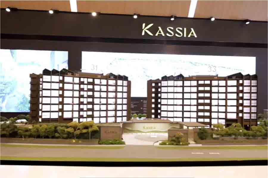 Kassia showflat scale model displaying low-rise freehold condominium layout at Flora Drive Singapore