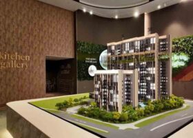 Lentoria showflat scale model showing residential blocks landscaping and site layout near Lentor MRT in District 26