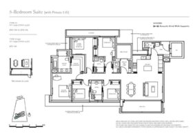 Meyer Blue 5 bedroom floor plan with private lift layout showing unit configuration and space distribution in District 15 Singapore