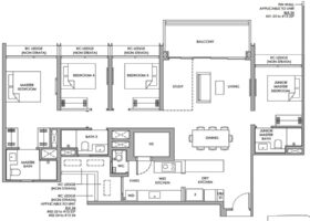 Narra Residences floor plan layouts for family units in District 23 Singapore