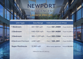 Newport Residences launch pricing by unit type for luxury condominium at Anson Road District 2 Singapore