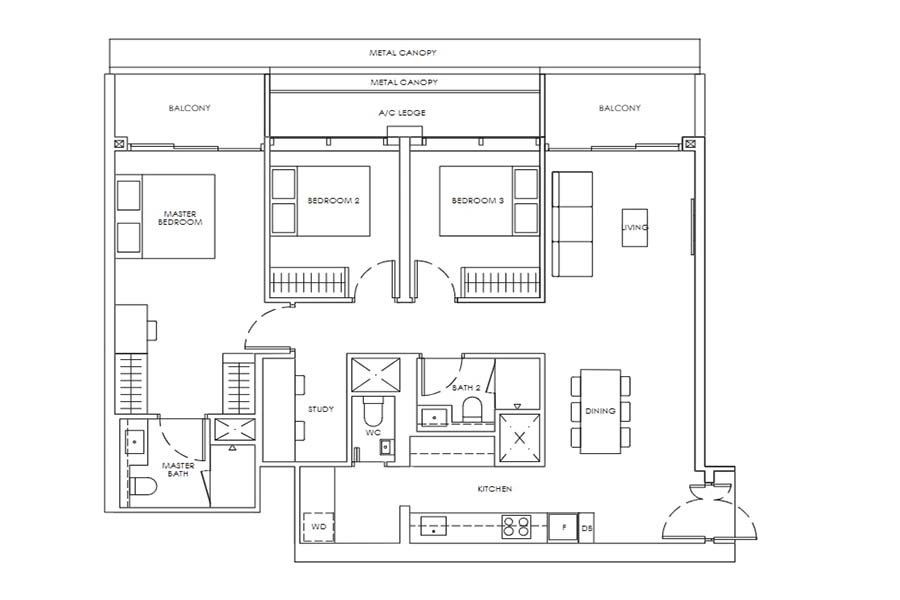 Newport Residences typical residential unit floor plan