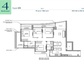 River Green 4 bedroom floor plan showing layout configuration and unit design at Great World District 9