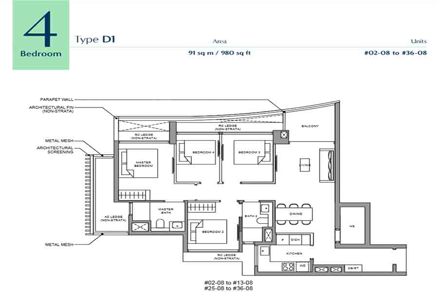 River Green 4 bedroom floor plan showing layout configuration and unit design at Great World District 9