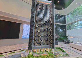 River Green showflat tower scale model showing high-rise form and development structure in River Valley