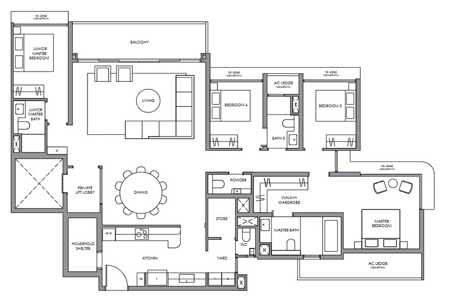 River Modern condo floor plan layouts District 9 Singapore