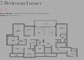 SORA 5 bedroom luxury floor plan layout showing unit configuration and space distribution in Jurong Lake District