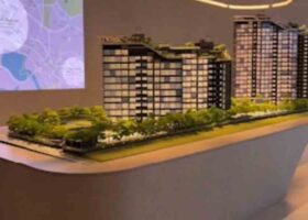 SORA showflat scale model illustrating building layout and residential blocks in Jurong Lake District