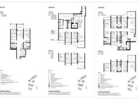 Tengah Garden Residences floor plan comparison showing 2 bedroom, 3 bedroom and 4 bedroom layouts with unit configuration and space planning