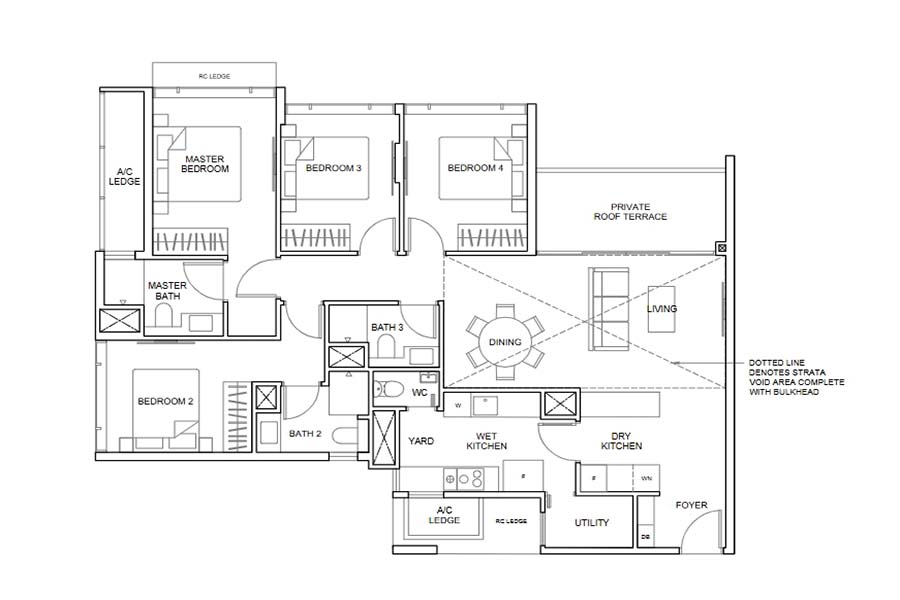The Arcady at Boon Keng floor plan layout example showing family-sized unit configuration in District 12 Singapore