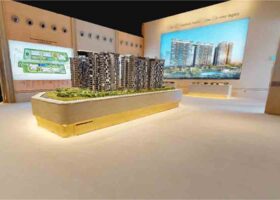 The Continuum showflat scale model displaying site layout and building blocks at Thiam Siew Avenue District 15
