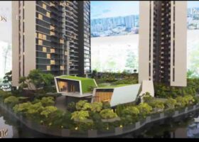 The Orie showflat scale model showing residential towers facilities layout and landscaping in Toa Payoh District 12 condominium