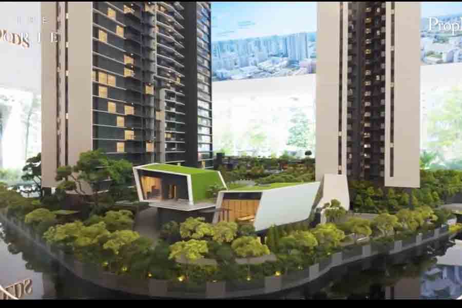 The Orie showflat scale model showing residential towers facilities layout and landscaping in Toa Payoh District 12 condominium