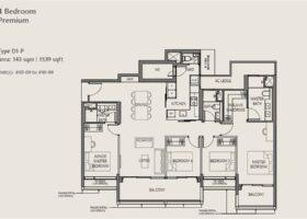 4 bedroom premium floor plan layout at The Robertson Opus 999-year Robertson Quay development in District 9 Singapore.