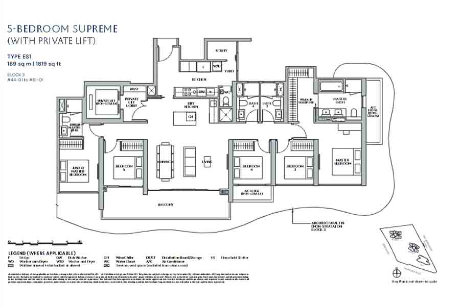 Zyon Grand 5-bedroom supreme floor plan with private lift 1819 sqft layout