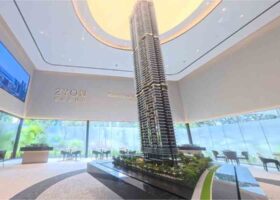Zyon Grand condominium scale model displayed at the showflat gallery
