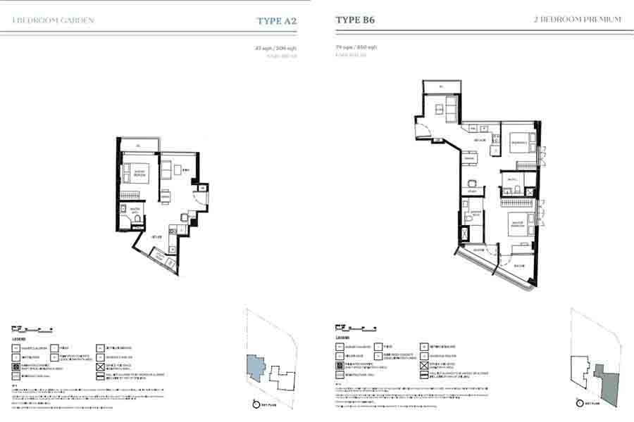 Duet @ Emily 1 bedroom and 2 bedroom floor plan layouts analysis District 9 Singapore