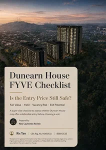 Dunearn House FYVE Checklist cover for safe entry, fair value, yield, vacancy risk and exit potential analysis