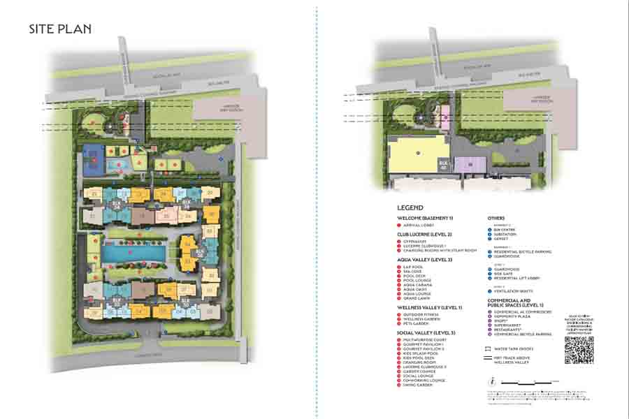 Lucerne Grand site plan showing residential blocks, facilities and commercial areas