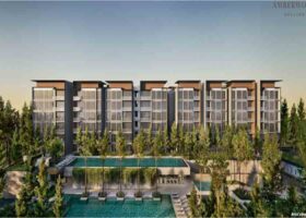 Amberwood at Holland condo facade with low-rise residential blocks and landscaped pool